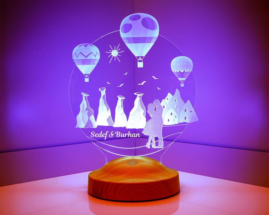 Kapadokya Peri Bacaları Hediyesi Kişiye Özel Led Lamba