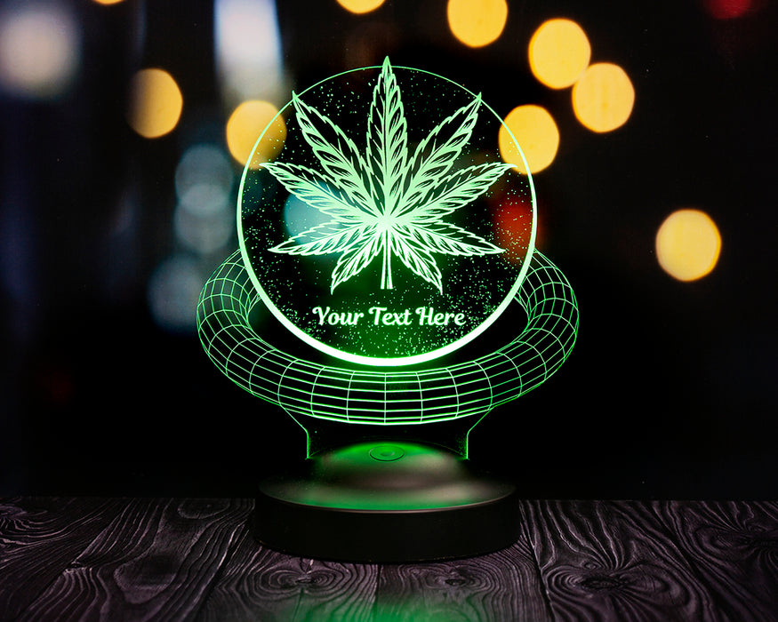 Mucize Bitki Kenevirli Hediye 3D LED Lamba – Cannabis Desenli Dekoratif Gece Lambası