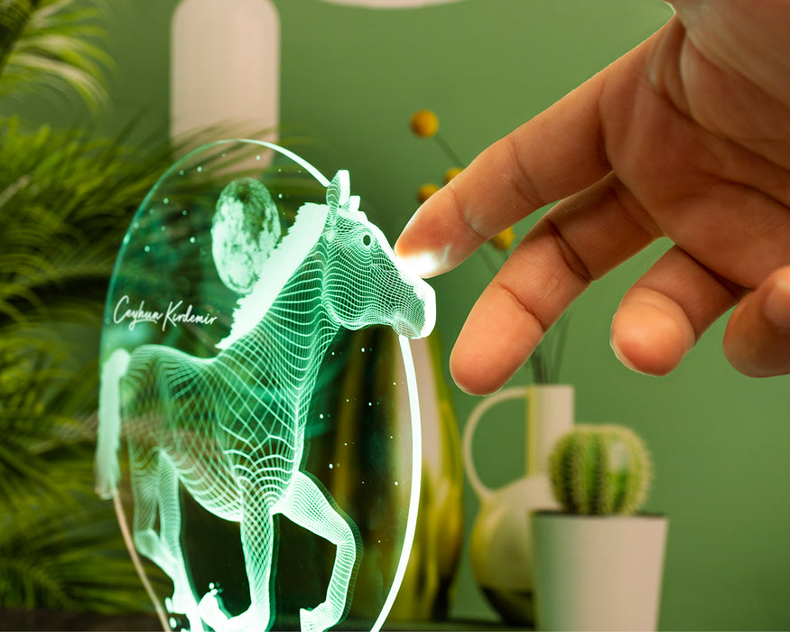 Koşan At Figürlü 3D LED Lamba – At Severlere Kişiye Özel Hediye