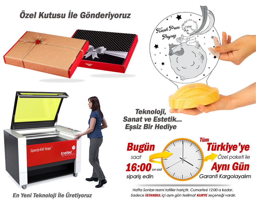 Küçük Prens Tasarımlı Le Petit Prince Çocuk Hediyesi, Kişiye Özel Çocuklara Özel Hediye, Çocuk Odası Hediyesi Led Lamba