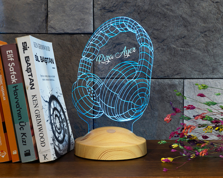 Müzisyen Hediyesi Kişiye Özel 3d Kulaklık Led Lamba