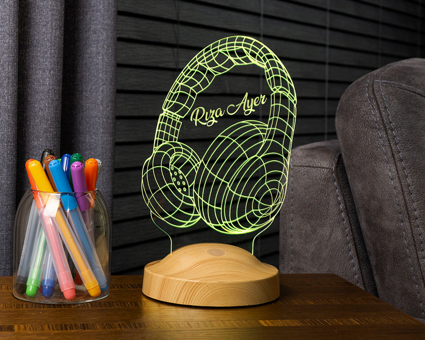 Müzisyen Hediyesi Kişiye Özel 3d Kulaklık Led Lamba