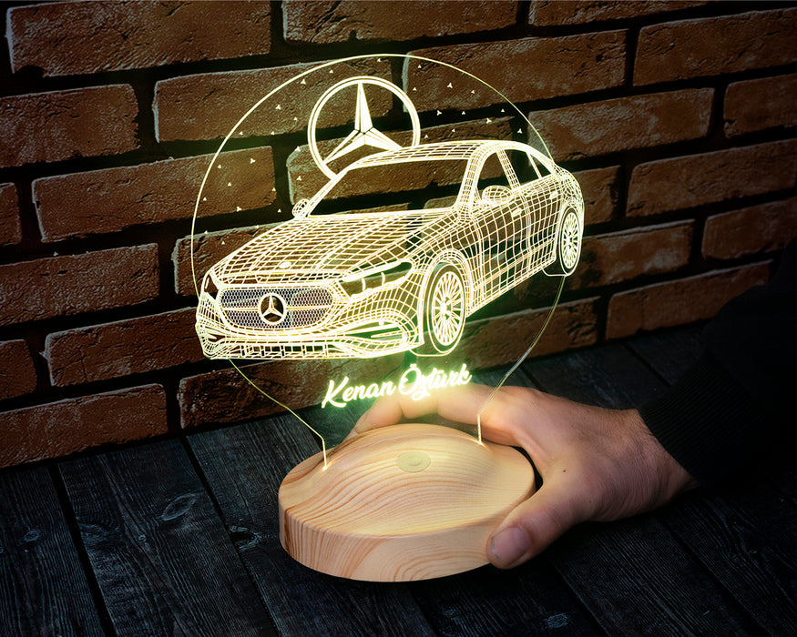 Mercedes Logolu LED Masa Lambası – Mercedes Tasarımlı Hediye