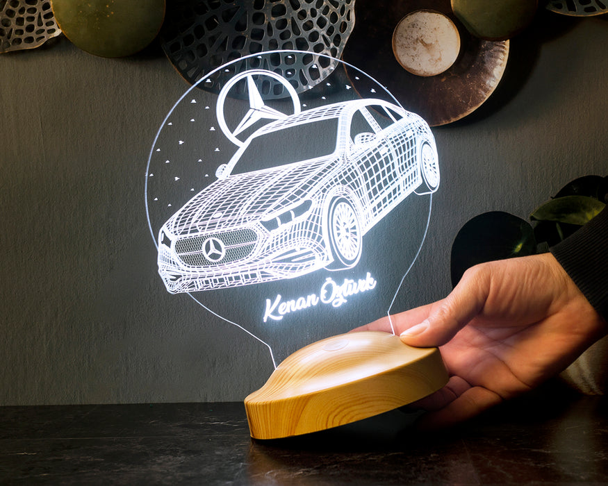 Mercedes Logolu LED Masa Lambası – Mercedes Tasarımlı Hediye