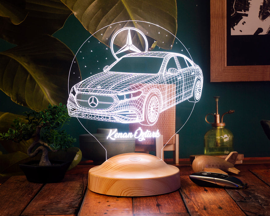 Mercedes Logolu LED Masa Lambası – Mercedes Tasarımlı Hediye