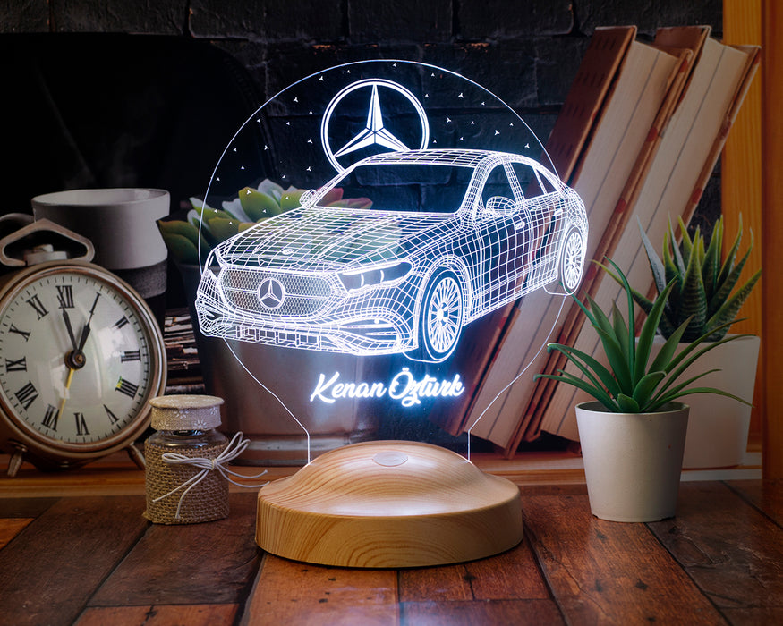 Mercedes Logolu LED Masa Lambası – Mercedes Tasarımlı Hediye