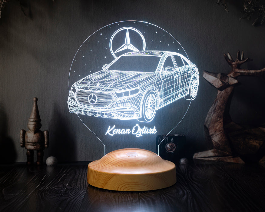 Mercedes Logolu LED Masa Lambası – Mercedes Tasarımlı Hediye