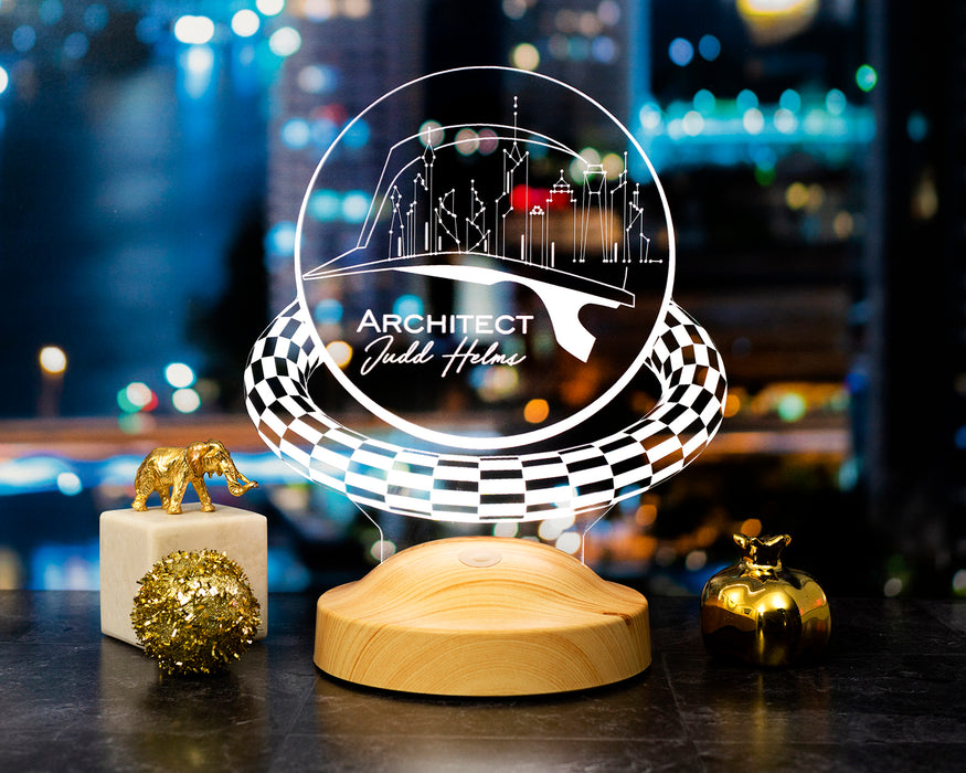 Baret Şekilli İsimli LED Lamba – Mimar ve Mühendislere Hediyelik