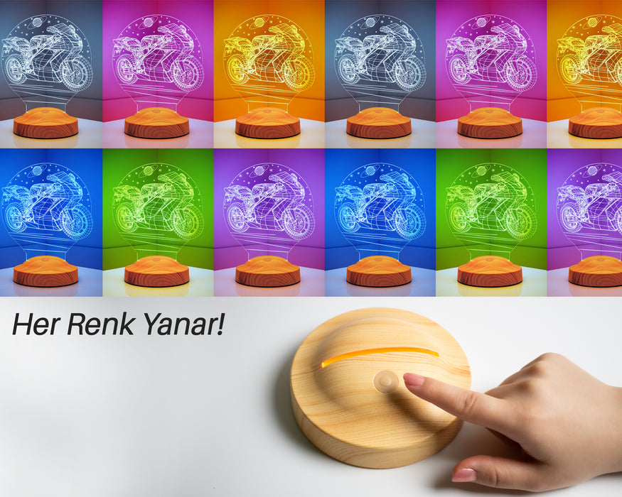 Babalar Günü Hediyesi Motosiklet Racing Motor Hayranları 3 Boyutlu, 3D Led Lamba