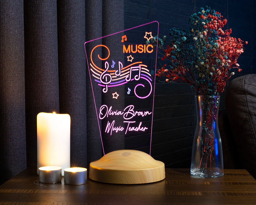 Müzisyen Hediyesi, Müzik Öğretmenine Hediye, Renkli Baskılı Kişiye Özel Led Lamba