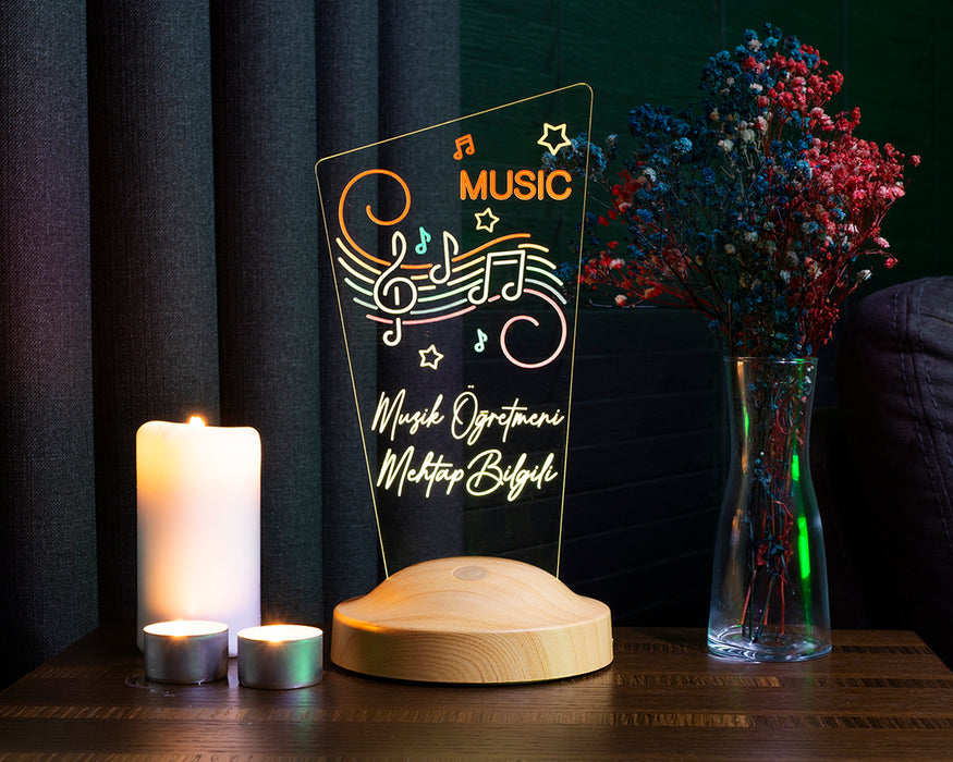 Müzisyen Hediyesi, Müzik Öğretmenine Hediye, Renkli Baskılı Kişiye Özel Led Lamba