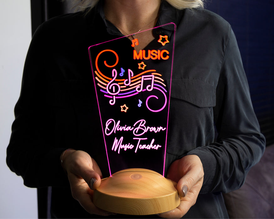 Müzisyen Hediyesi, Müzik Öğretmenine Hediye, Renkli Baskılı Kişiye Özel Led Lamba