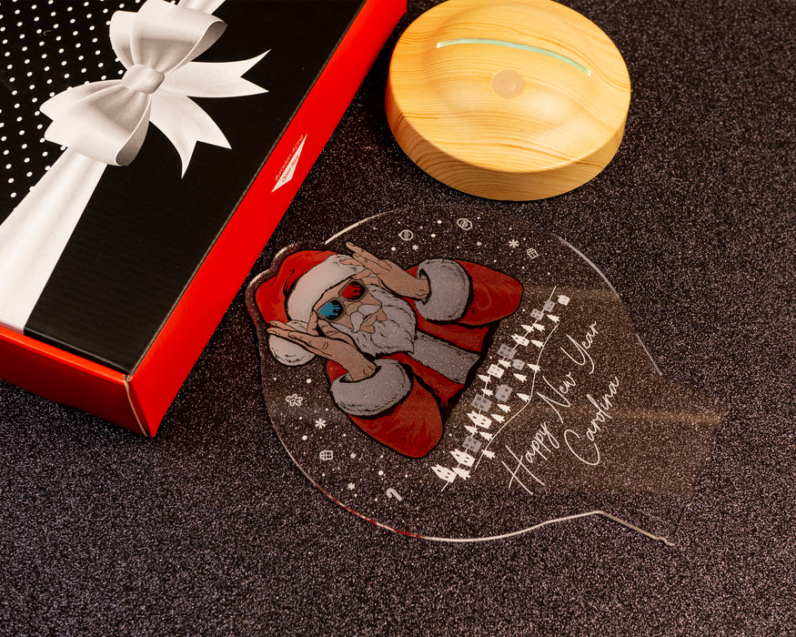 Renkli Baskı Noel Baba Yılbaşı Hediyesi Kişiye Özel Gece Lambası, 3D Led Lamba, Yeni Yıl Hediyesi