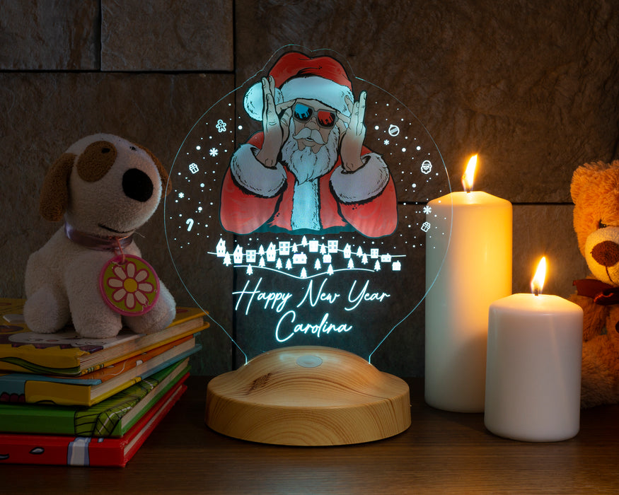 Renkli Baskı Noel Baba Yılbaşı Hediyesi Kişiye Özel Gece Lambası, 3D Led Lamba, Yeni Yıl Hediyesi
