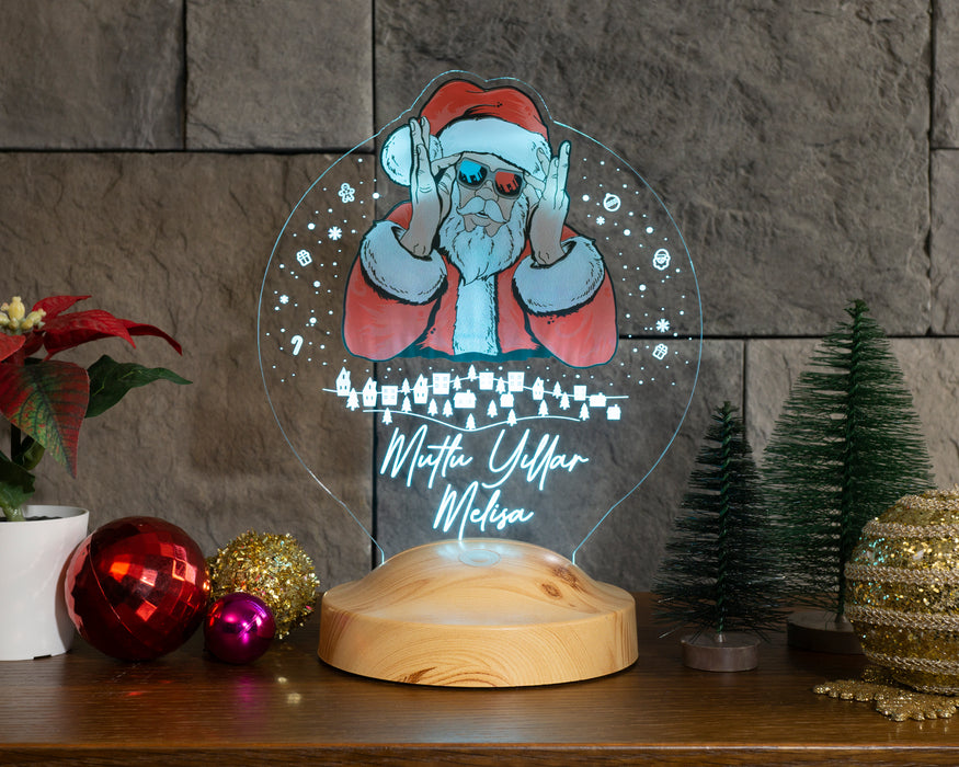 Renkli Baskı Noel Baba Yılbaşı Hediyesi Kişiye Özel Gece Lambası, 3D Led Lamba, Yeni Yıl Hediyesi