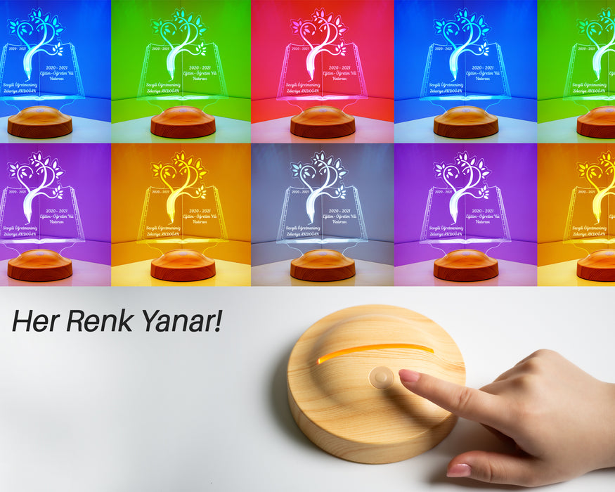 Öğretmenler Günü Hediyesi, Mezuniyet Hatırası Hediyesi, Öğretmene Hediye, Sevgili Öğretmenim, Kişiye Özel Led Lamba
