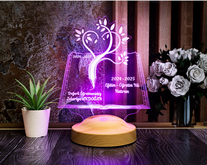 Öğretmenler Günü Hediyesi, Mezuniyet Hatırası Hediyesi, Öğretmene Hediye, Sevgili Öğretmenim, Kişiye Özel Led Lamba