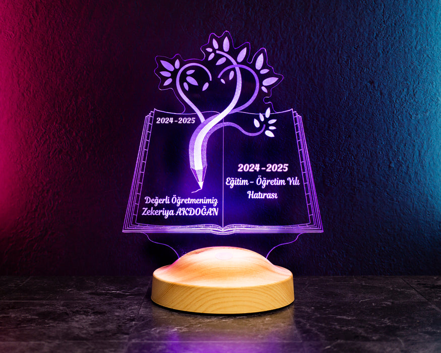 Öğretmenler Günü Hediyesi, Mezuniyet Hatırası Hediyesi, Öğretmene Hediye, Sevgili Öğretmenim, Kişiye Özel Led Lamba