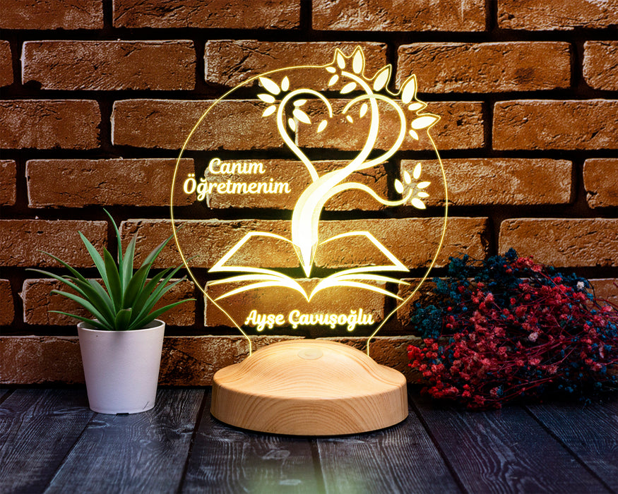 Öğretmene Hediye, Mezuniyet Hatırası Hediyesi, Öğretmenler Günü Hediyesi, Canım Öğretmenim, Kişiye Özel Led Lamba