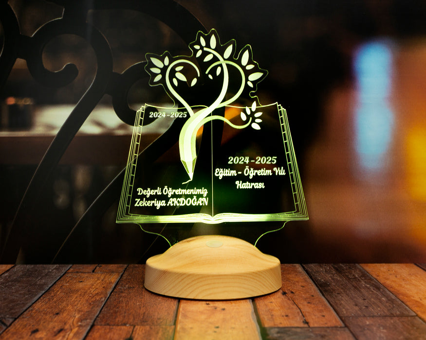 Öğretmenler Günü Hediyesi, Mezuniyet Hatırası Hediyesi, Öğretmene Hediye, Sevgili Öğretmenim, Kişiye Özel Led Lamba