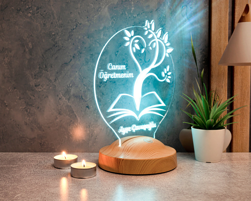 Öğretmene Hediye, Mezuniyet Hatırası Hediyesi, Öğretmenler Günü Hediyesi, Canım Öğretmenim, Kişiye Özel Led Lamba