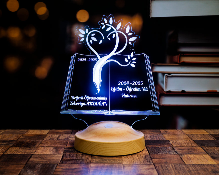 Öğretmenler Günü Hediyesi, Mezuniyet Hatırası Hediyesi, Öğretmene Hediye, Sevgili Öğretmenim, Kişiye Özel Led Lamba