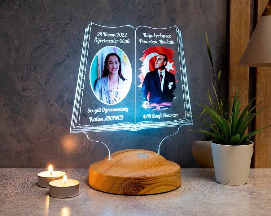 Kişiye Özel Öğretmene Hediye – Renkli Atatürk Temalı 24 Kasım Öğretemenler Günü Hediyesi