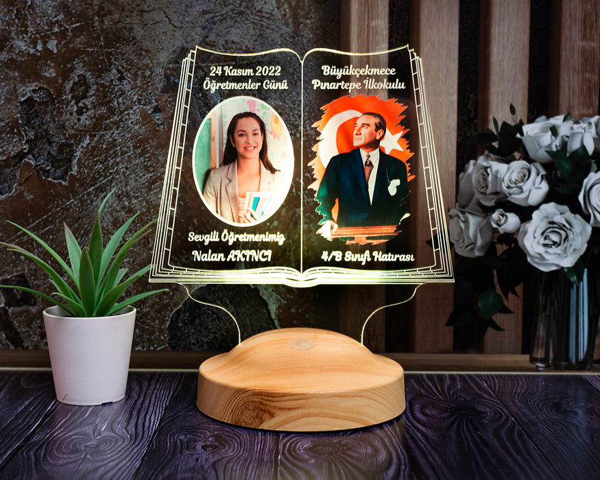 Kişiye Özel Öğretmene Hediye – Renkli Atatürk Temalı 24 Kasım Öğretemenler Günü Hediyesi