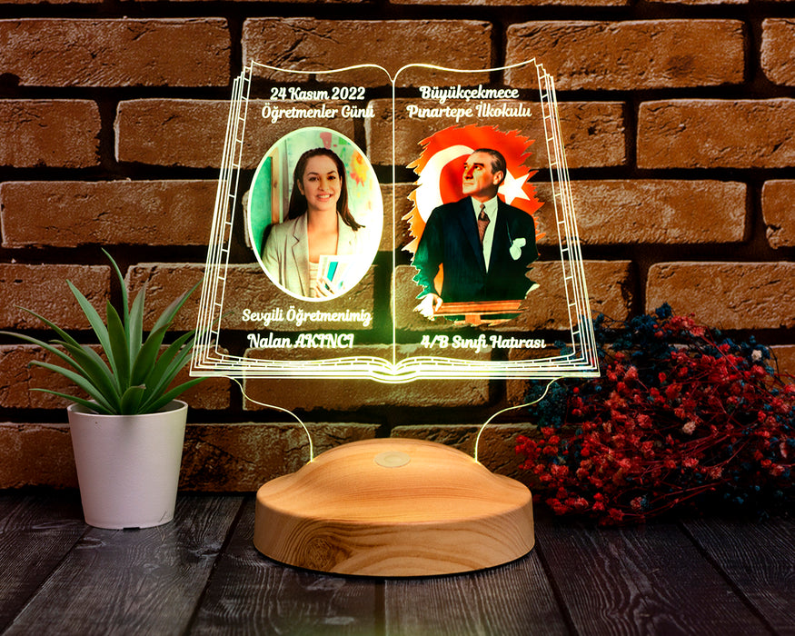 Kişiye Özel Öğretmene Hediye – Renkli Atatürk Temalı 24 Kasım Öğretemenler Günü Hediyesi