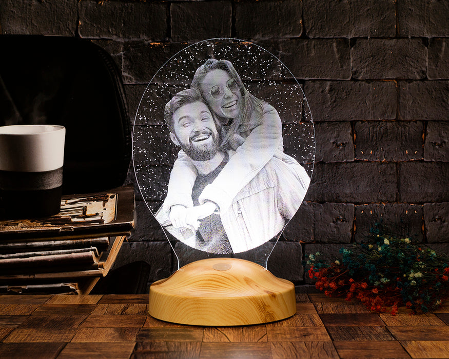 Fotoğraflı Kişiye Özel Hediye, Oval Led Lamba, Sevgiliye Özel Ürünler, Yıl Dönümü Hediyesi, Doğum Günü Hediyesi