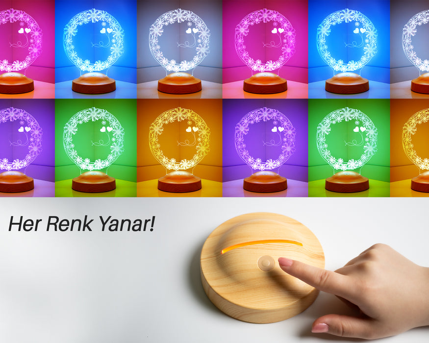 Yılbaşı Papatya Çiçek Hediyesi, Yeni Yıl Mutlu Yıllar Hediyesi, Papatya 3D Led Lamba