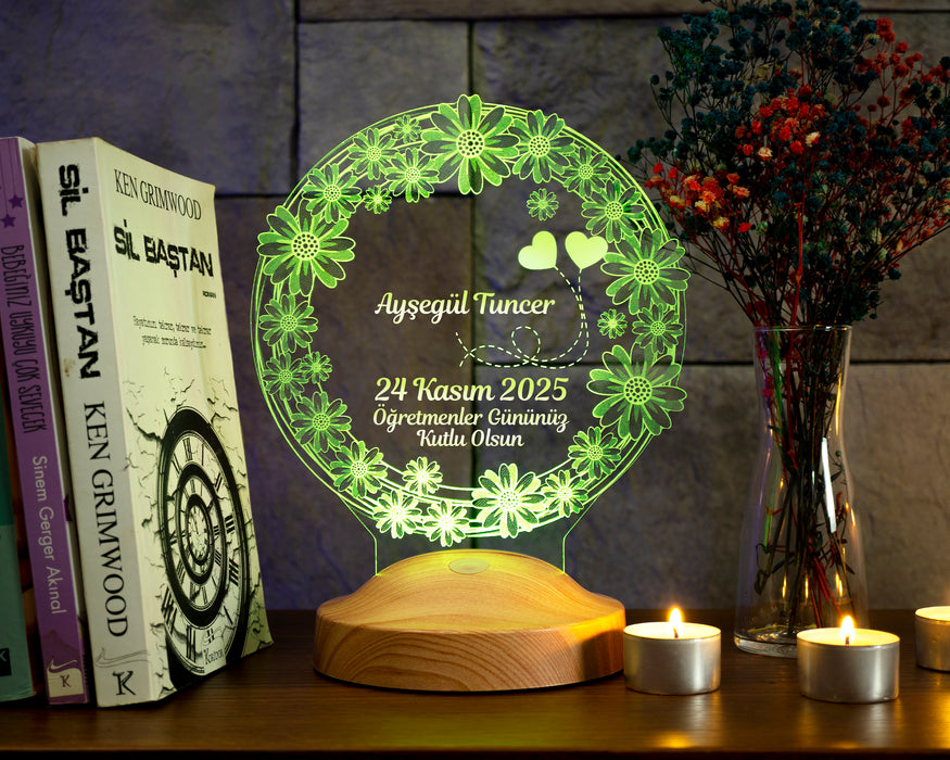 Öğretmene Hediye, Öğretmenler Günü Hediyeleri, Papatya, Mezuniyet Hatırası Hediyesi, Kişiye Özel Led Lamba