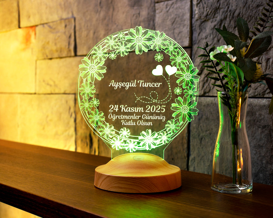 Öğretmene Hediye, Öğretmenler Günü Hediyeleri, Papatya, Mezuniyet Hatırası Hediyesi, Kişiye Özel Led Lamba