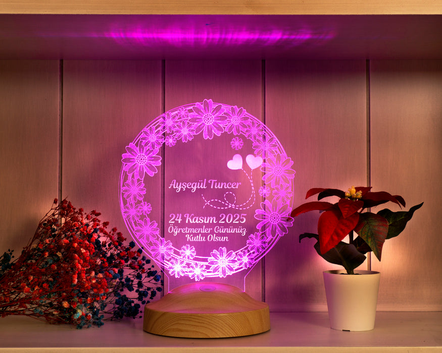Öğretmene Hediye, Öğretmenler Günü Hediyeleri, Papatya, Mezuniyet Hatırası Hediyesi, Kişiye Özel Led Lamba