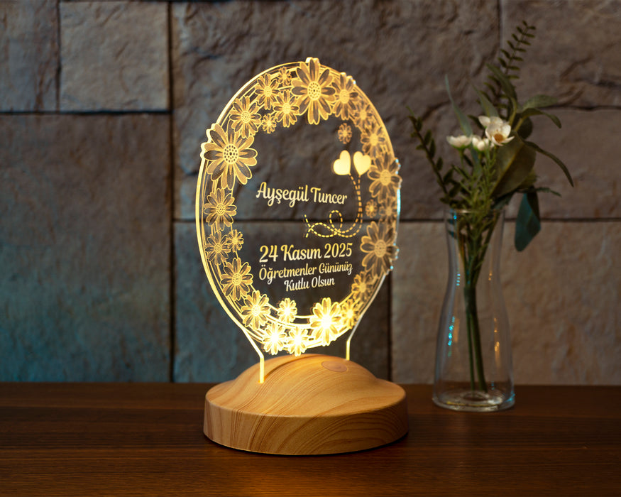 Öğretmene Hediye, Öğretmenler Günü Hediyeleri, Papatya, Mezuniyet Hatırası Hediyesi, Kişiye Özel Led Lamba