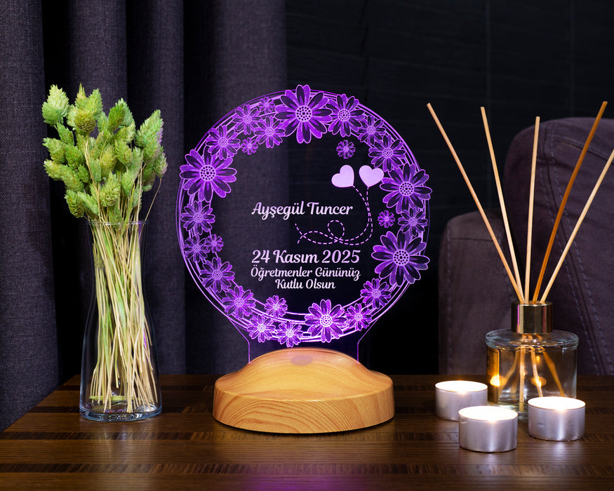 Öğretmene Hediye, Öğretmenler Günü Hediyeleri, Papatya, Mezuniyet Hatırası Hediyesi, Kişiye Özel Led Lamba