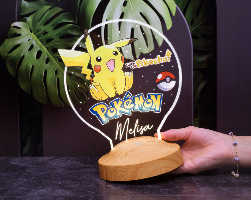 Pikachu Temalı Kişiye Özel LED Gece Lambası – Çocuklara ve Pokemon Hayranlarına Hediye Seçeneği