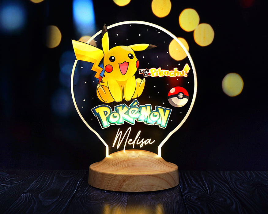 Pikachu Temalı Kişiye Özel LED Gece Lambası – Çocuklara ve Pokemon Hayranlarına Hediye Seçeneği