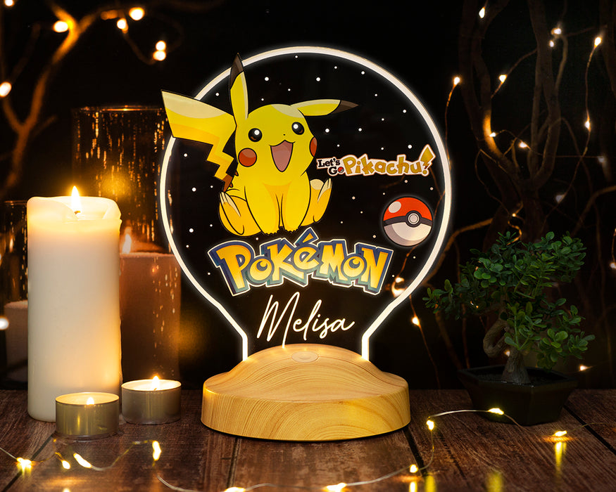 Pikachu Temalı Kişiye Özel LED Gece Lambası – Çocuklara ve Pokemon Hayranlarına Hediye Seçeneği
