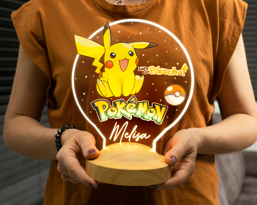 Pikachu Temalı Kişiye Özel LED Gece Lambası – Çocuklara ve Pokemon Hayranlarına Hediye Seçeneği