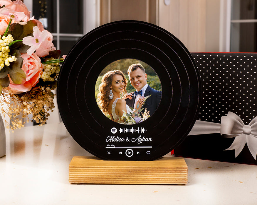 Kişiye Özel Pleksi Plak Resimli Spotify Barkodlu Hediye Paketli