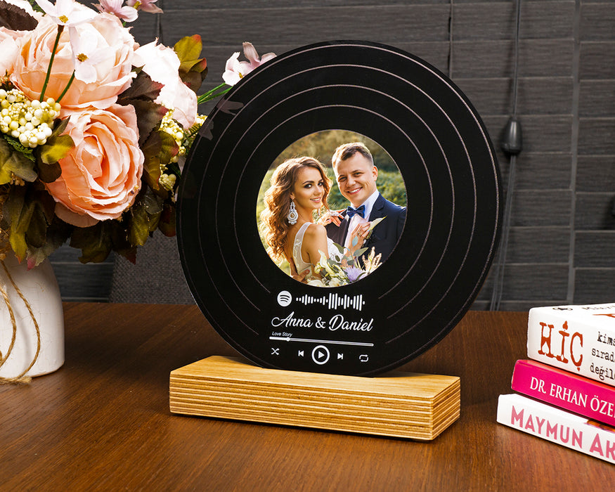 Kişiye Özel Pleksi Plak Resimli Spotify Barkodlu Hediye Paketli