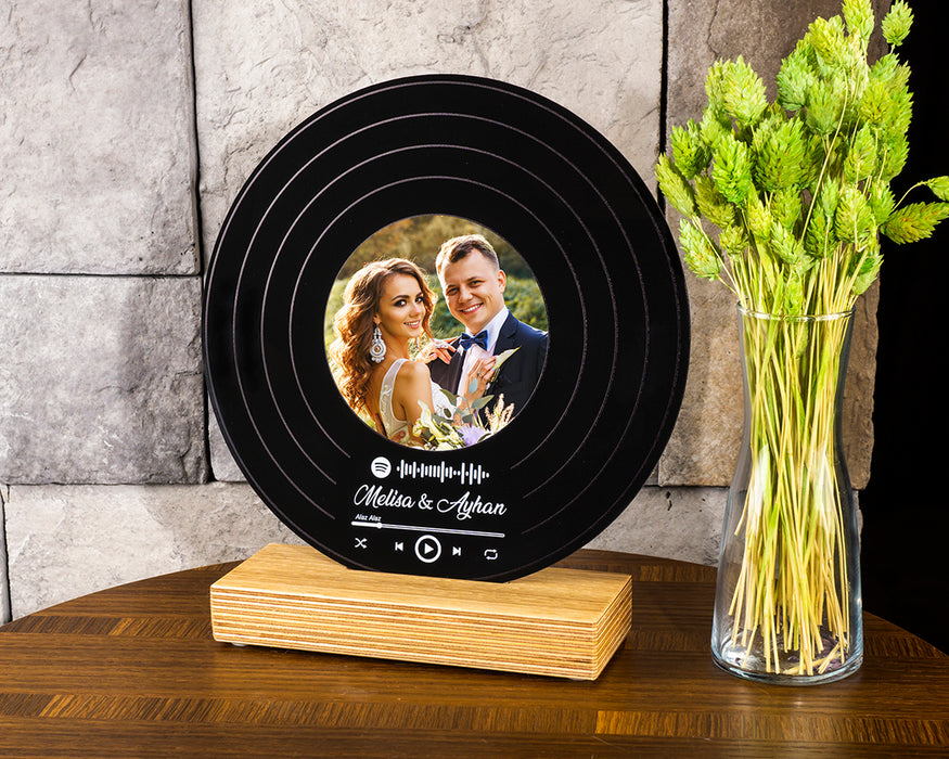Kişiye Özel Pleksi Plak Resimli Spotify Barkodlu Hediye Paketli