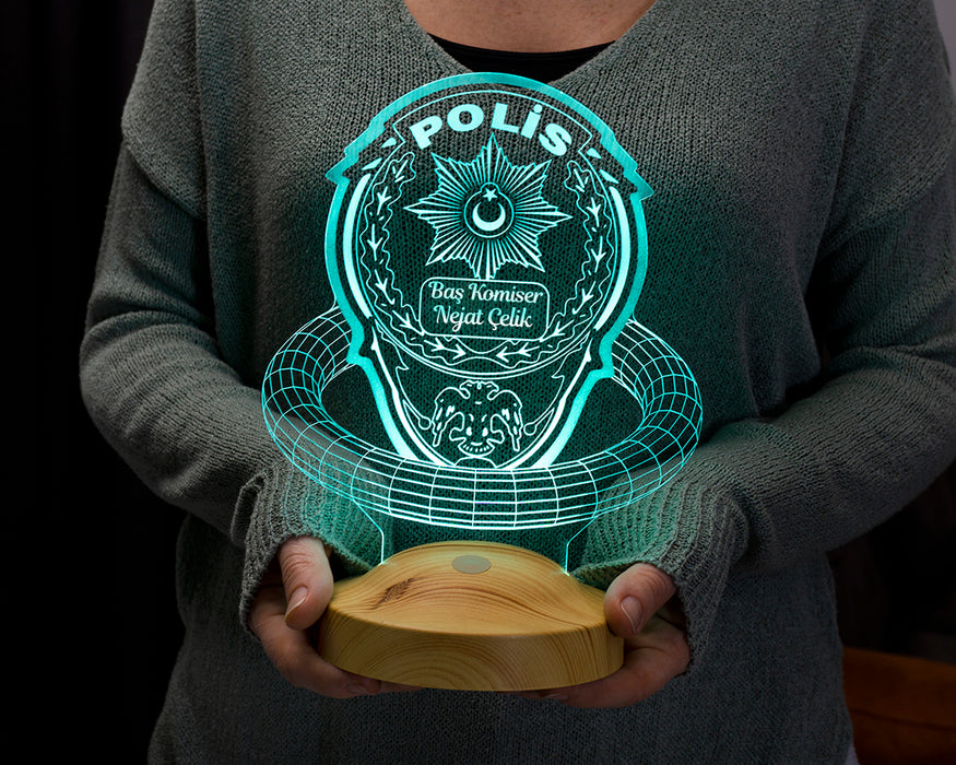 Polis Hediyesi Kişiye Özel 3d Polis Led Lamba
