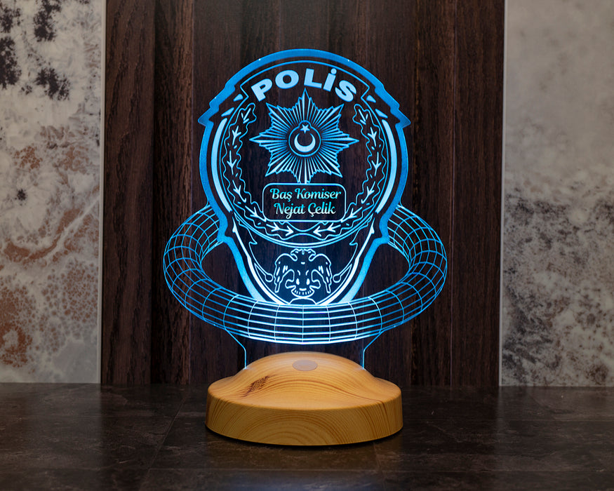 Polis Hediyesi Kişiye Özel 3d Polis Led Lamba