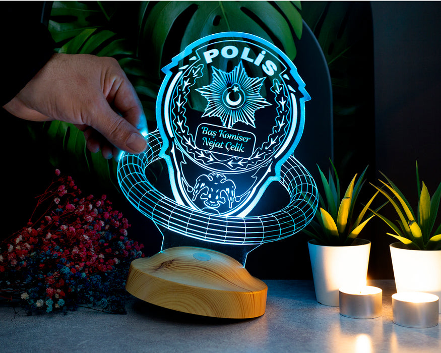 Polis Hediyesi Kişiye Özel 3d Polis Led Lamba