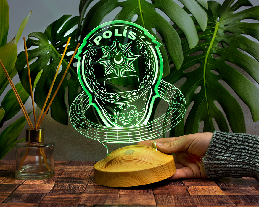 Polis Hediyesi Kişiye Özel 3d Polis Led Lamba