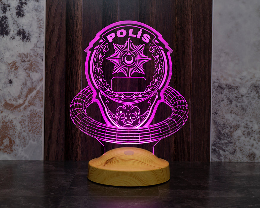 Polis Hediyesi Kişiye Özel 3d Polis Led Lamba