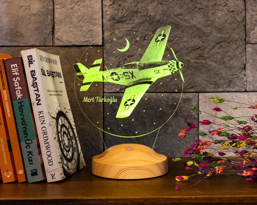 Uçak Hediyesi, İsimli Uçak Figürlü Hediye, İsimli Pilot Hediyesi, Uçak Tasarımlı Pilot Hediyesi, Kişiye Özel Led Lamba