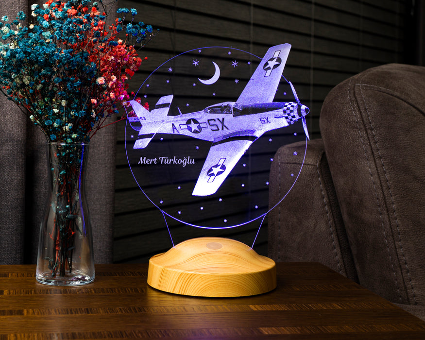 Uçak Hediyesi, İsimli Uçak Figürlü Hediye, İsimli Pilot Hediyesi, Uçak Tasarımlı Pilot Hediyesi, Kişiye Özel Led Lamba